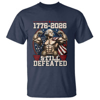Still Undefeated 1776 to 2026 Muscular George Washington T Shirt Buff Bodybuilder American Flag Cape 250th Anniversary Semiquincentennial