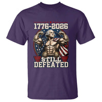 Still Undefeated 1776 to 2026 Muscular George Washington T Shirt Buff Bodybuilder American Flag Cape 250th Anniversary Semiquincentennial