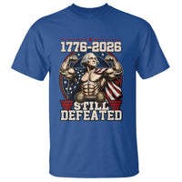 Still Undefeated 1776 to 2026 Muscular George Washington T Shirt Buff Bodybuilder American Flag Cape 250th Anniversary Semiquincentennial