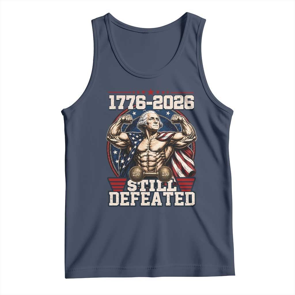 Still Undefeated 1776 to 2026 Muscular George Washington Tank Top Buff Bodybuilder American Flag Cape 250th Anniversary Semiquincentennial