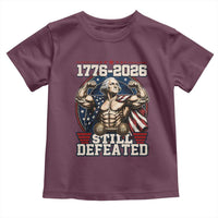 Still Undefeated 1776 to 2026 Muscular George Washington Toddler T Shirt Buff Bodybuilder American Flag Cape 250th Anniversary Semiquincentennial