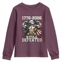 Still Undefeated 1776 to 2026 Muscular George Washington Youth Sweatshirt Buff Bodybuilder American Flag Cape 250th Anniversary Semiquincentennial