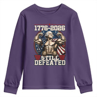 Still Undefeated 1776 to 2026 Muscular George Washington Youth Sweatshirt Buff Bodybuilder American Flag Cape 250th Anniversary Semiquincentennial