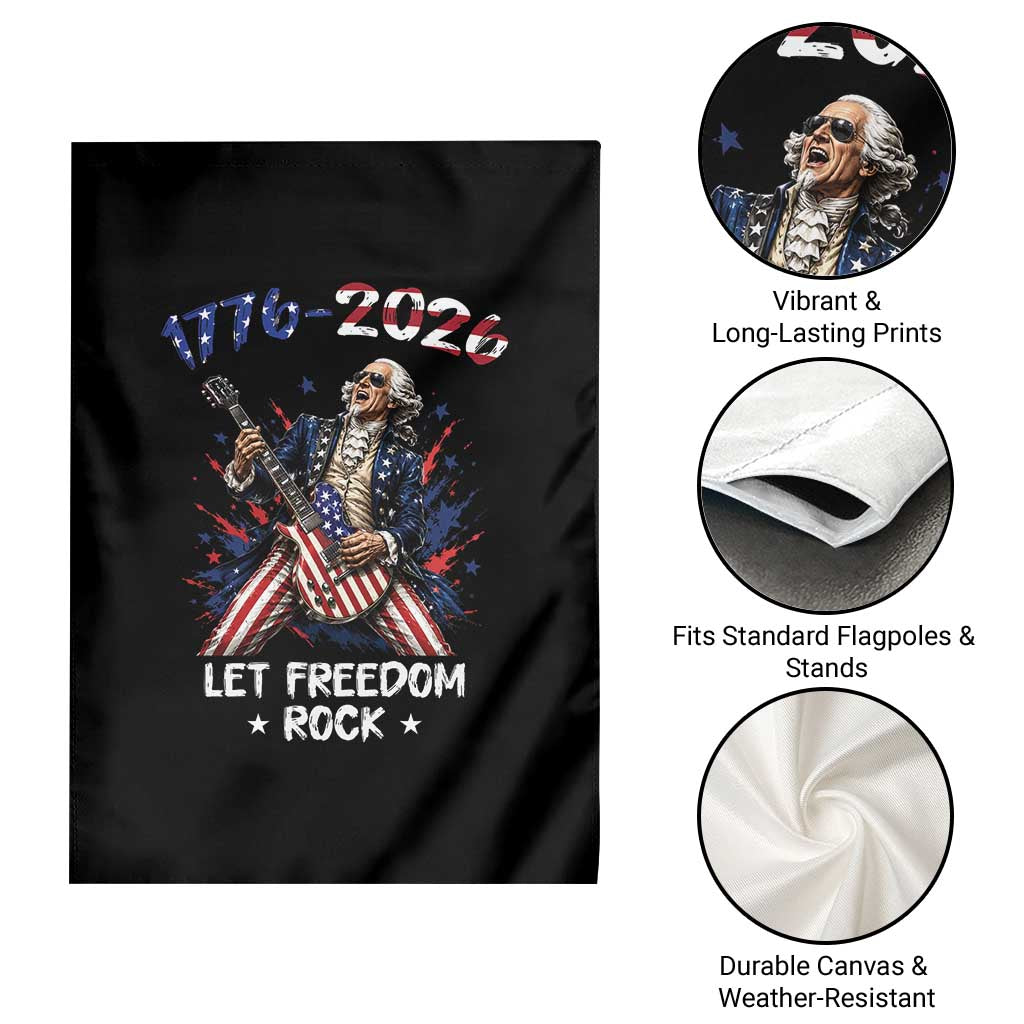 Let Freedom Rock George Washington Rock Star Garden Flag Funny Electric Guitar Player American Flag Suit 1776 to 2026 Semiquincentennial