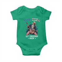 Let Freedom Rock George Washington Rock Star Baby Onesie Funny Electric Guitar Player American Flag Suit 1776 to 2026 Semiquincentennial