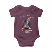 Let Freedom Rock George Washington Rock Star Baby Onesie Funny Electric Guitar Player American Flag Suit 1776 to 2026 Semiquincentennial