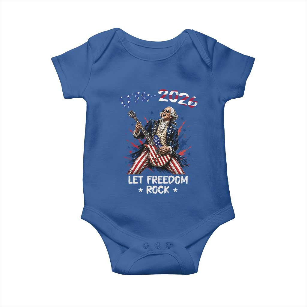 Let Freedom Rock George Washington Rock Star Baby Onesie Funny Electric Guitar Player American Flag Suit 1776 to 2026 Semiquincentennial