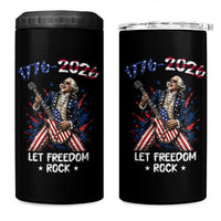Let Freedom Rock George Washington Rock Star 4 in 1 Can Cooler Tumbler Funny Electric Guitar Player American Flag Suit 1776 to 2026 Semiquincentennial