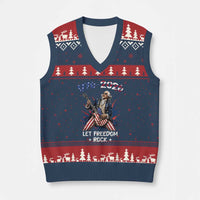 Let Freedom Rock George Washington Rock Star V-Neck Knit Sweater Vest Funny Electric Guitar Player American Flag Suit 1776 to 2026 Semiquincentennial