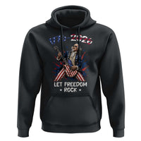 Let Freedom Rock George Washington Rock Star Hoodie Funny Electric Guitar Player American Flag Suit 1776 to 2026 Semiquincentennial