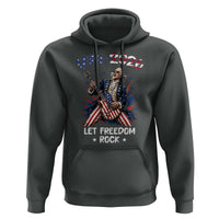 Let Freedom Rock George Washington Rock Star Hoodie Funny Electric Guitar Player American Flag Suit 1776 to 2026 Semiquincentennial