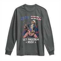 Let Freedom Rock George Washington Rock Star Long Sleeve Shirt Funny Electric Guitar Player American Flag Suit 1776 to 2026 Semiquincentennial