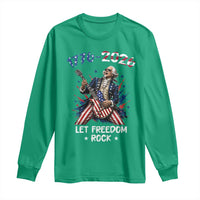 Let Freedom Rock George Washington Rock Star Long Sleeve Shirt Funny Electric Guitar Player American Flag Suit 1776 to 2026 Semiquincentennial