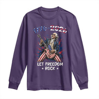 Let Freedom Rock George Washington Rock Star Long Sleeve Shirt Funny Electric Guitar Player American Flag Suit 1776 to 2026 Semiquincentennial