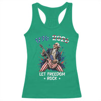 Let Freedom Rock George Washington Rock Star Racerback Tank Top Funny Electric Guitar Player American Flag Suit 1776 to 2026 Semiquincentennial