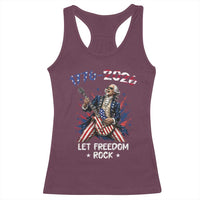 Let Freedom Rock George Washington Rock Star Racerback Tank Top Funny Electric Guitar Player American Flag Suit 1776 to 2026 Semiquincentennial