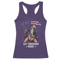 Let Freedom Rock George Washington Rock Star Racerback Tank Top Funny Electric Guitar Player American Flag Suit 1776 to 2026 Semiquincentennial
