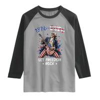 Let Freedom Rock George Washington Rock Star Raglan Shirt Funny Electric Guitar Player American Flag Suit 1776 to 2026 Semiquincentennial