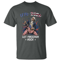 Let Freedom Rock George Washington Rock Star T Shirt Funny Electric Guitar Player American Flag Suit 1776 to 2026 Semiquincentennial