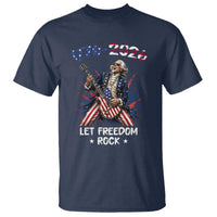 Let Freedom Rock George Washington Rock Star T Shirt Funny Electric Guitar Player American Flag Suit 1776 to 2026 Semiquincentennial