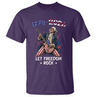 Let Freedom Rock George Washington Rock Star T Shirt Funny Electric Guitar Player American Flag Suit 1776 to 2026 Semiquincentennial