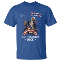 Let Freedom Rock George Washington Rock Star T Shirt Funny Electric Guitar Player American Flag Suit 1776 to 2026 Semiquincentennial