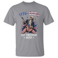 Let Freedom Rock George Washington Rock Star T Shirt Funny Electric Guitar Player American Flag Suit 1776 to 2026 Semiquincentennial
