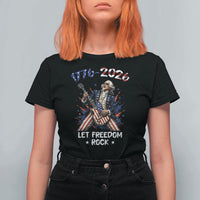 Let Freedom Rock George Washington Rock Star T Shirt For Women Funny Electric Guitar Player American Flag Suit 1776 to 2026 Semiquincentennial
