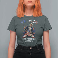 Let Freedom Rock George Washington Rock Star T Shirt For Women Funny Electric Guitar Player American Flag Suit 1776 to 2026 Semiquincentennial