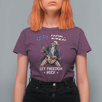 Let Freedom Rock George Washington Rock Star T Shirt For Women Funny Electric Guitar Player American Flag Suit 1776 to 2026 Semiquincentennial