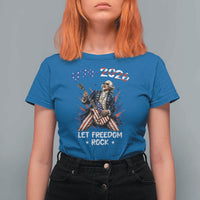Let Freedom Rock George Washington Rock Star T Shirt For Women Funny Electric Guitar Player American Flag Suit 1776 to 2026 Semiquincentennial