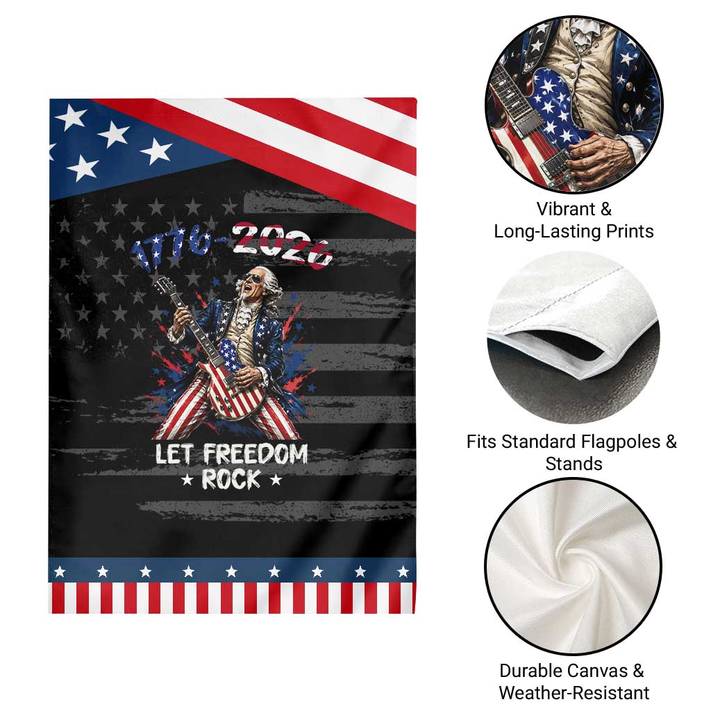 Let Freedom Rock George Washington Rock Star Patriotic Garden Flag Funny Electric Guitar Player American Flag Suit 1776 to 2026 Semiquincentennial