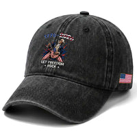 Let Freedom Rock George Washington Rock Star Washed Cotton Baseball Cap Funny Electric Guitar Player American Flag Suit 1776 to 2026 Semiquincentennial