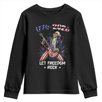 Let Freedom Rock George Washington Rock Star Youth Sweatshirt Funny Electric Guitar Player American Flag Suit 1776 to 2026 Semiquincentennial