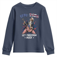 Let Freedom Rock George Washington Rock Star Youth Sweatshirt Funny Electric Guitar Player American Flag Suit 1776 to 2026 Semiquincentennial