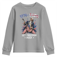 Let Freedom Rock George Washington Rock Star Youth Sweatshirt Funny Electric Guitar Player American Flag Suit 1776 to 2026 Semiquincentennial