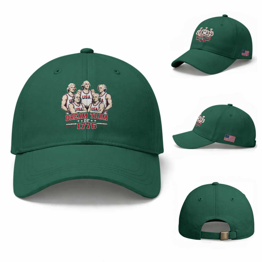Dream Team of 1776 Funny Founding Fathers Basketball Players Baseball Cap Patriotic Sports Team Parody 4th of July 250th Anniversary