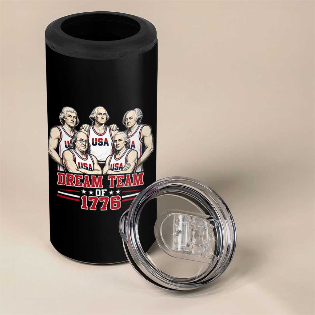 Dream Team of 1776 Funny Founding Fathers Basketball Players 4 in 1 Can Cooler Tumbler Patriotic Sports Team Parody 4th of July 250th Anniversary
