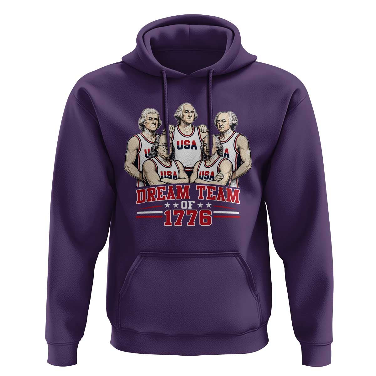 Dream Team of 1776 Funny Founding Fathers Basketball Players Hoodie Patriotic Sports Team Parody 4th of July 250th Anniversary