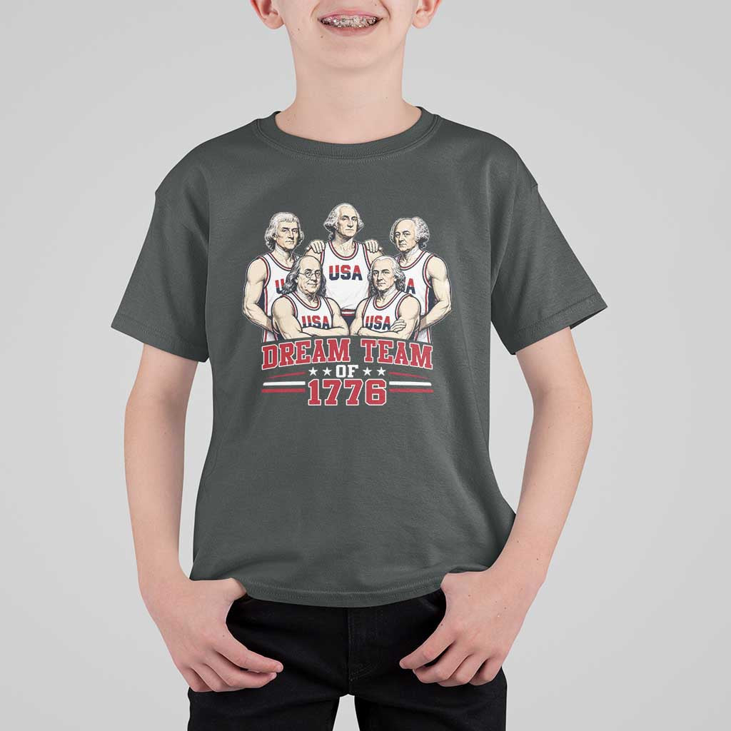 Dream Team of 1776 Funny Founding Fathers Basketball Players T Shirt For Kid Patriotic Sports Team Parody 4th of July 250th Anniversary