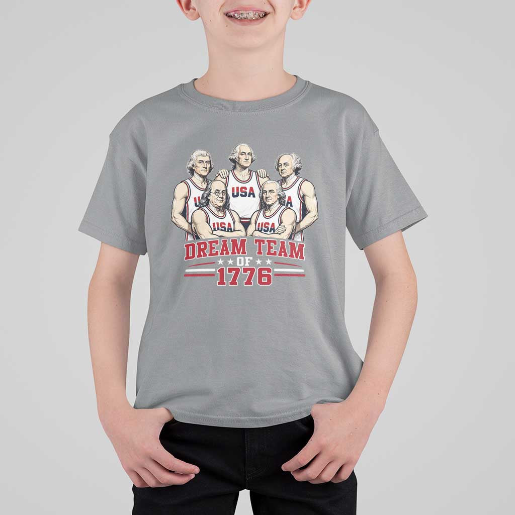 Dream Team of 1776 Funny Founding Fathers Basketball Players T Shirt For Kid Patriotic Sports Team Parody 4th of July 250th Anniversary