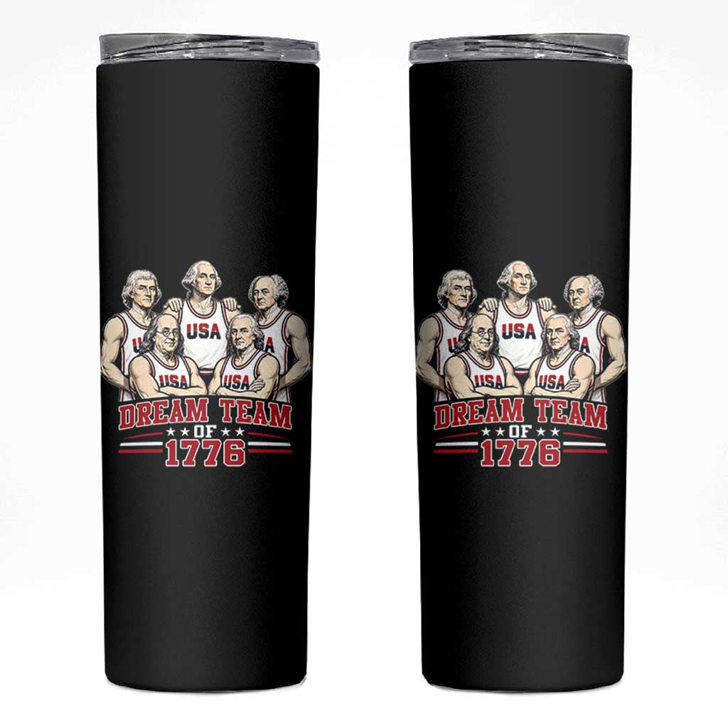 Dream Team of 1776 Funny Founding Fathers Basketball Players Skinny Tumbler Patriotic Sports Team Parody 4th of July 250th Anniversary