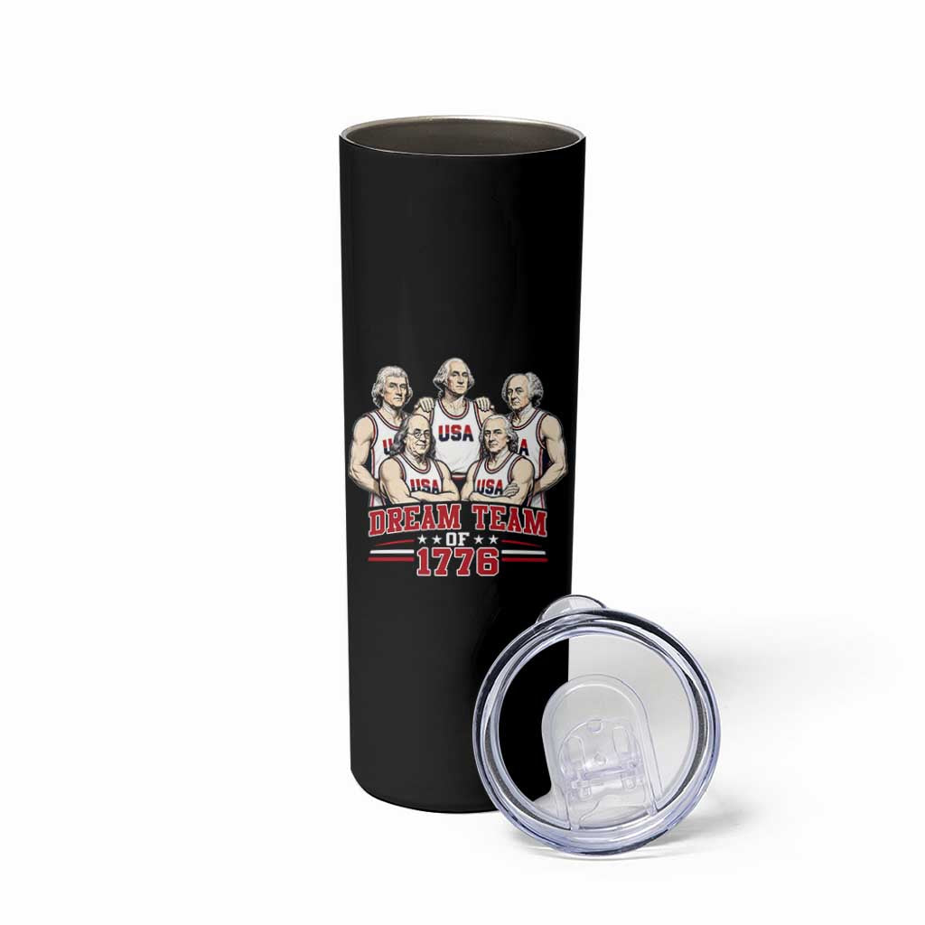 Dream Team of 1776 Funny Founding Fathers Basketball Players Skinny Tumbler Patriotic Sports Team Parody 4th of July 250th Anniversary