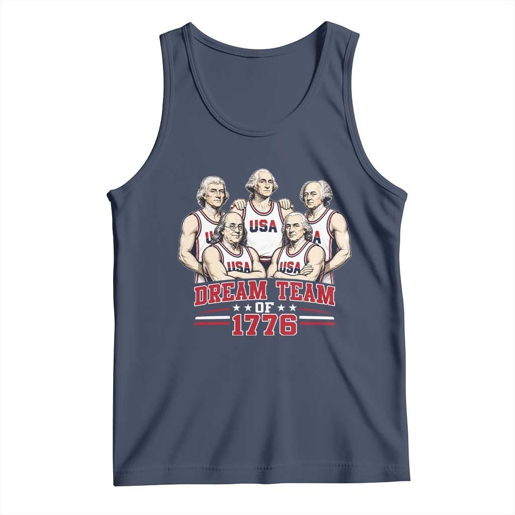Dream Team of 1776 Funny Founding Fathers Basketball Players Tank Top Patriotic Sports Team Parody 4th of July 250th Anniversary