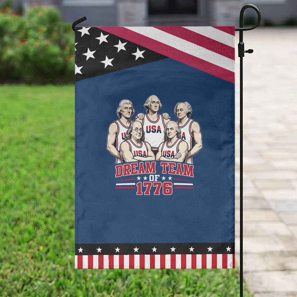 Dream Team of 1776 Funny Founding Fathers Basketball Players Patriotic Garden Flag Sports Team Parody 4th of July 250th Anniversary