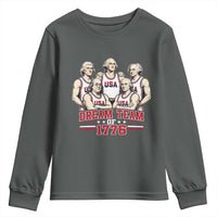 Dream Team of 1776 Funny Founding Fathers Basketball Players Youth Sweatshirt Patriotic Sports Team Parody 4th of July 250th Anniversary