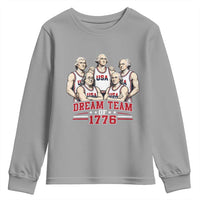 Dream Team of 1776 Funny Founding Fathers Basketball Players Youth Sweatshirt Patriotic Sports Team Parody 4th of July 250th Anniversary