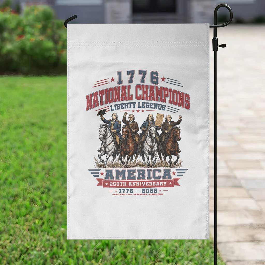1776 National Champions Liberty Legends Vintage Garden Flag Horseback Founding Fathers America 250th Anniversary