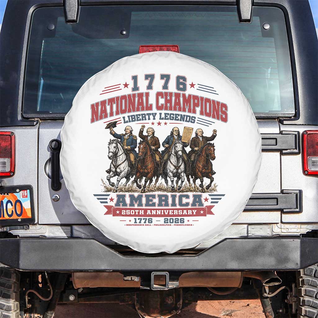 1776 National Champions Liberty Legends Vintage Spare Tire Cover Horseback Founding Fathers America 250th Anniversary