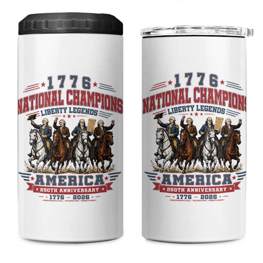 1776 National Champions Liberty Legends Vintage 4 in 1 Can Cooler Tumbler Horseback Founding Fathers America 250th Anniversary